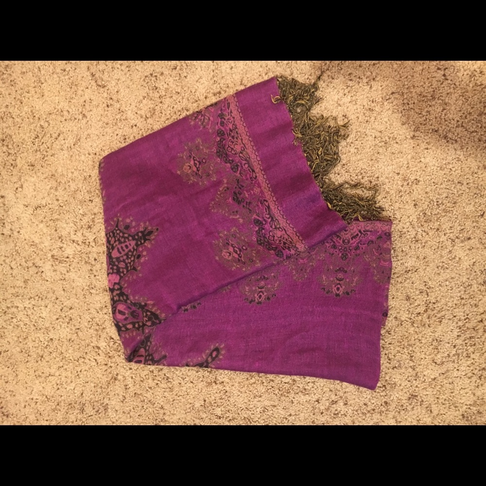 Purple and gold pashmina scarf